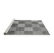 Sideview of Machine Washable Checkered Gray Modern Rug, wshabs329gry
