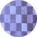 Round Checkered Blue Modern Rug, abs329blu