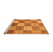 Sideview of Machine Washable Checkered Orange Modern Area Rugs, wshabs329org
