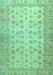 Machine Washable Oriental Turquoise Traditional Area Rugs, wshabs32turq