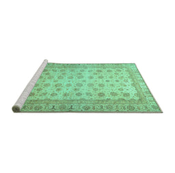 Sideview of Machine Washable Oriental Turquoise Traditional Area Rugs, wshabs32turq