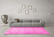 Machine Washable Oriental Pink Traditional Rug in a Living Room, wshabs32pnk