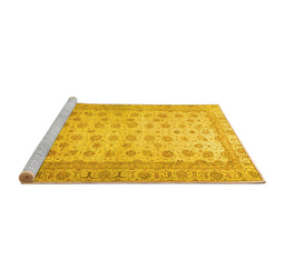 Sideview of Machine Washable Oriental Yellow Traditional Rug, wshabs32yw