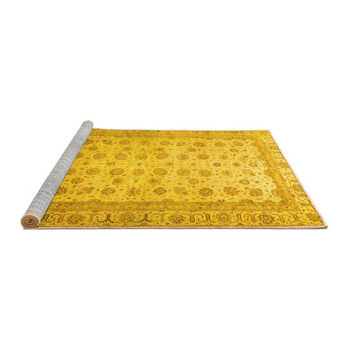 Sideview of Machine Washable Oriental Yellow Traditional Rug, wshabs32yw