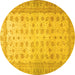 Round Oriental Yellow Traditional Rug, abs32yw