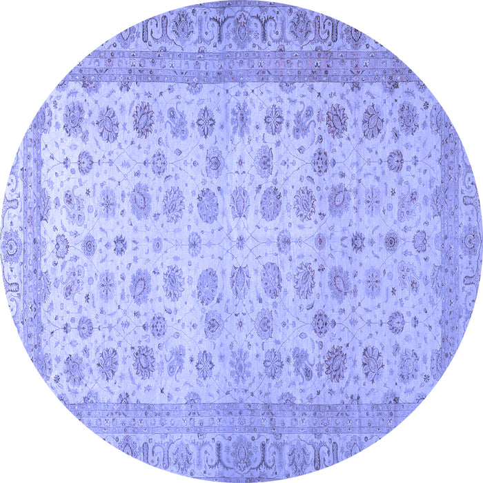 Round Oriental Blue Traditional Rug, abs32blu