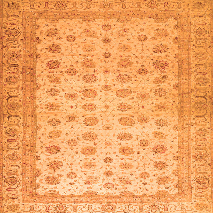 Square Oriental Orange Traditional Rug, abs32org