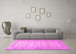 Machine Washable Oriental Purple Traditional Area Rugs in a Living Room, wshabs32pur