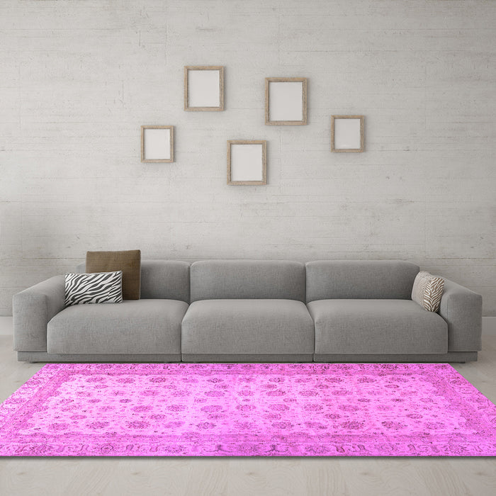 Machine Washable Oriental Purple Traditional Area Rugs in a Living Room, wshabs32pur