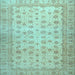 Square Machine Washable Oriental Light Blue Traditional Rug, wshabs32lblu