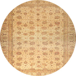 Round Machine Washable Abstract Orange Rug, wshabs32