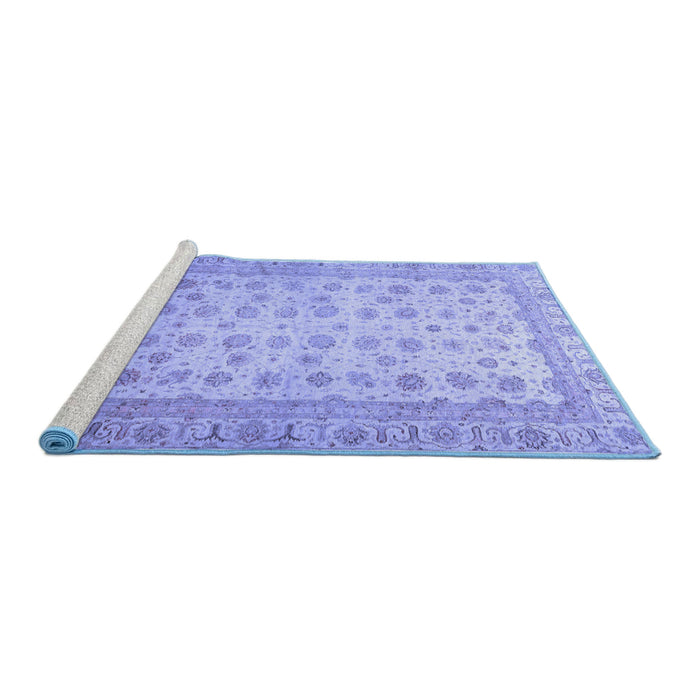 Sideview of Machine Washable Oriental Blue Traditional Rug, wshabs32blu