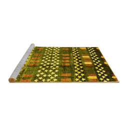 Sideview of Machine Washable Abstract Yellow Modern Rug, wshabs3300yw