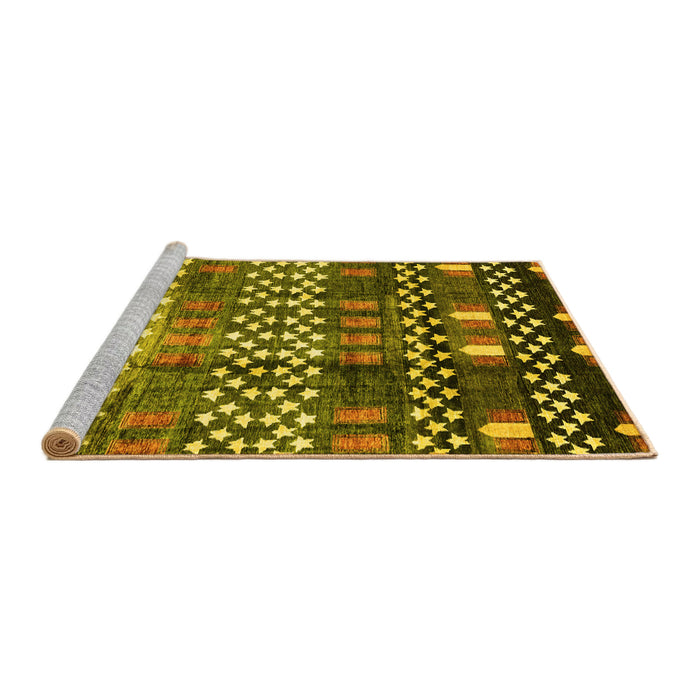 Sideview of Machine Washable Abstract Yellow Modern Rug, wshabs3300yw