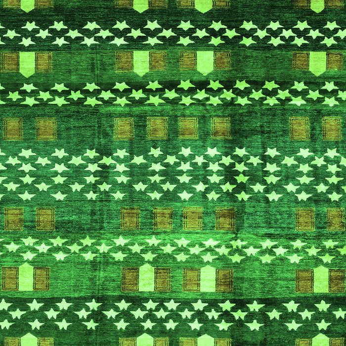 Square Machine Washable Abstract Green Modern Area Rugs, wshabs3300grn