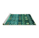 Sideview of Machine Washable Abstract Turquoise Modern Area Rugs, wshabs3300turq