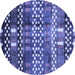 Round Machine Washable Abstract Blue Modern Rug, wshabs3300blu