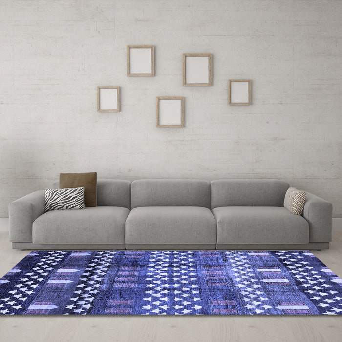 Machine Washable Abstract Blue Modern Rug in a Living Room, wshabs3300blu