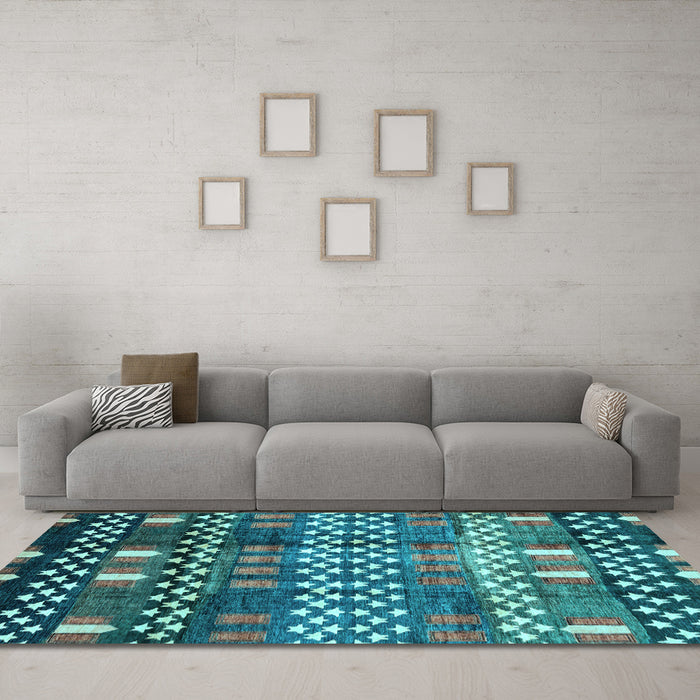 Machine Washable Abstract Light Blue Modern Rug in a Living Room, wshabs3300lblu