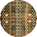 Round Machine Washable Abstract Brown Modern Rug, wshabs3300brn