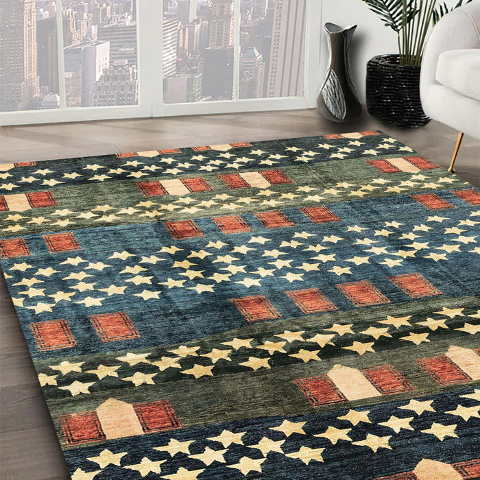 Abstract Taupe Brown Modern Rug in Family Room, abs3300