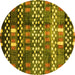 Round Abstract Yellow Modern Rug, abs3300yw