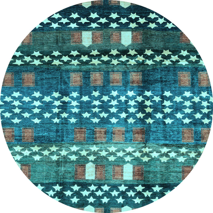 Round Machine Washable Abstract Light Blue Modern Rug, wshabs3300lblu
