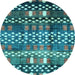 Round Machine Washable Abstract Light Blue Modern Rug, wshabs3300lblu