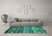 Machine Washable Abstract Turquoise Modern Area Rugs in a Living Room,, wshabs3300turq