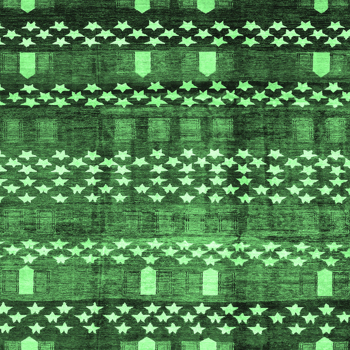 Square Machine Washable Abstract Emerald Green Modern Area Rugs, wshabs3300emgrn