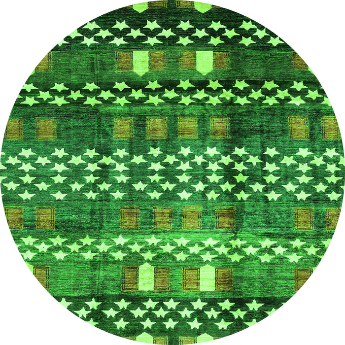 Round Abstract Green Modern Rug, abs3300grn