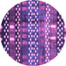 Round Machine Washable Abstract Purple Modern Area Rugs, wshabs3300pur