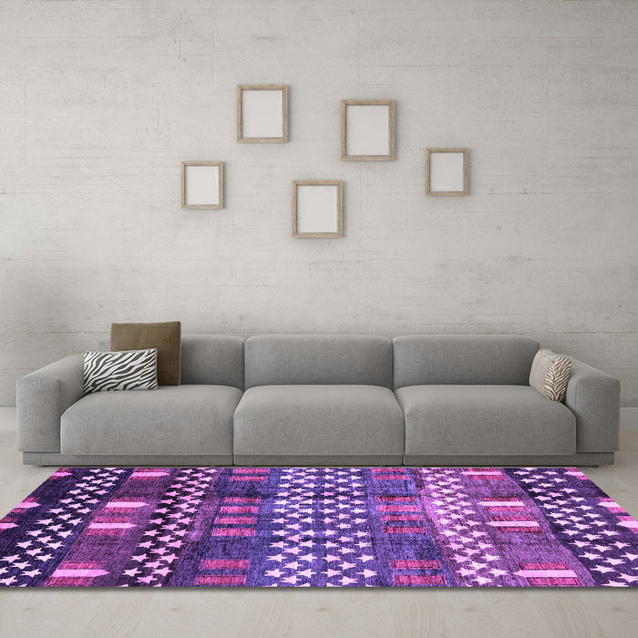 Machine Washable Abstract Purple Modern Area Rugs in a Living Room, wshabs3300pur