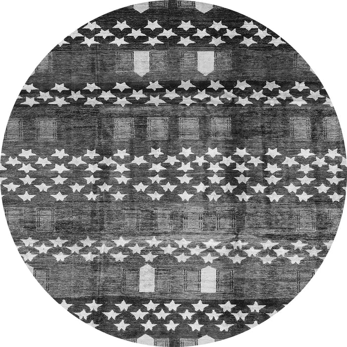 Round Machine Washable Abstract Gray Modern Rug, wshabs3300gry