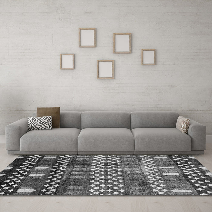 Machine Washable Abstract Gray Modern Rug in a Living Room,, wshabs3300gry