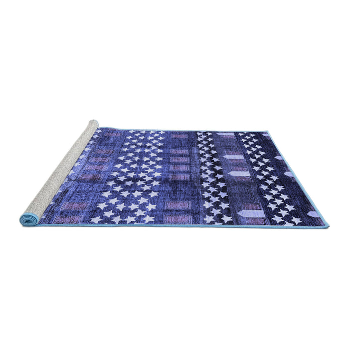 Sideview of Machine Washable Abstract Blue Modern Rug, wshabs3300blu