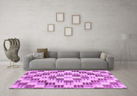 Machine Washable Checkered Purple Modern Rug, wshabs3301pur