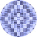 Round Machine Washable Checkered Blue Modern Rug, wshabs3301blu