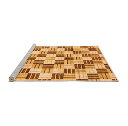 Sideview of Machine Washable Checkered Orange Modern Area Rugs, wshabs3301org