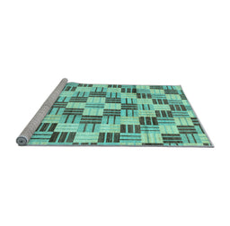 Sideview of Machine Washable Checkered Light Blue Modern Rug, wshabs3301lblu