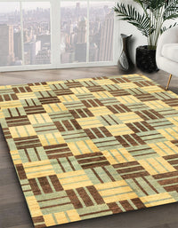 Abstract Chrome Gold Yellow Checkered Rug, abs3301