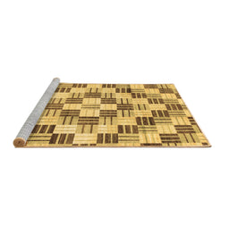 Sideview of Machine Washable Checkered Brown Modern Rug, wshabs3301brn