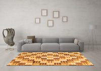 Machine Washable Checkered Orange Modern Rug, wshabs3301org