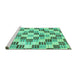 Sideview of Machine Washable Checkered Turquoise Modern Area Rugs, wshabs3301turq