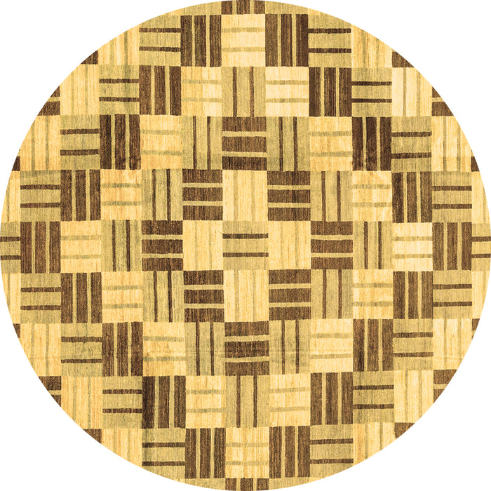 Round Machine Washable Checkered Brown Modern Rug, wshabs3301brn