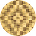 Round Machine Washable Checkered Brown Modern Rug, wshabs3301brn