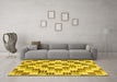Machine Washable Checkered Yellow Modern Rug in a Living Room, wshabs3301yw