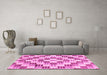 Machine Washable Checkered Pink Modern Rug in a Living Room, wshabs3301pnk
