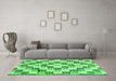 Machine Washable Checkered Emerald Green Modern Area Rugs in a Living Room,, wshabs3301emgrn