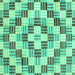 Square Machine Washable Checkered Turquoise Modern Area Rugs, wshabs3301turq